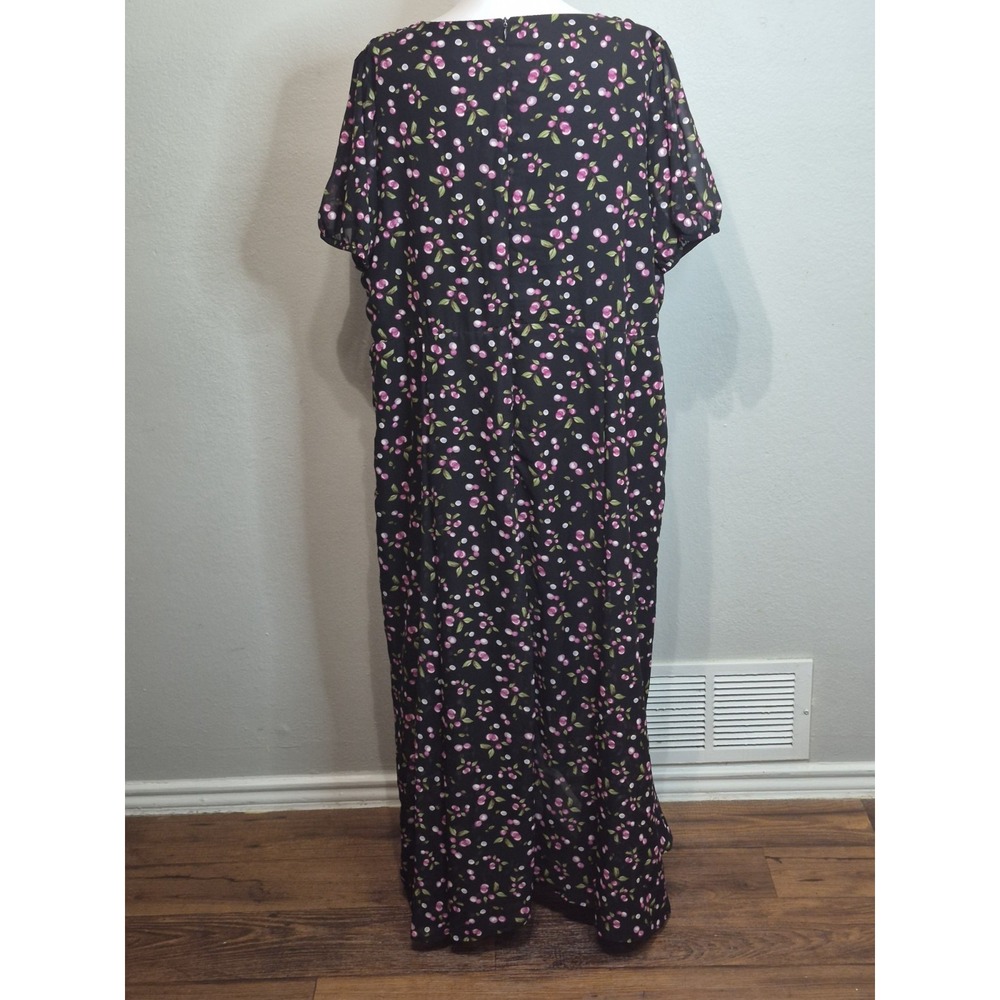 Betsey Johnson Size 16 Fruit Print Maxi Dress Lined Modest Feminine V Neck Boho - Picture 6 of 8